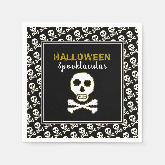 Knochen und Knochen, Gold, Halloween-Party Serviette (Vorderseite)