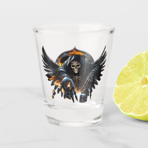 Knochen und Magie, Skelett mit den mystischen Würf Schnapsglas