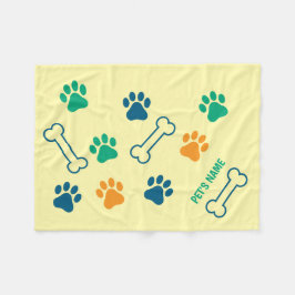 Knochen und Pawprint Personalisierte Dog-Decken Fleecedecke