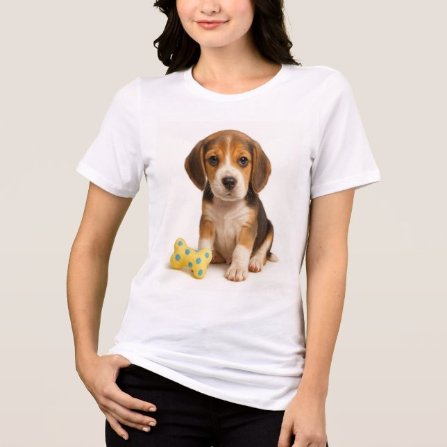 Knochen zum Wilden - Beagle Pup & Polka Dot Tri-Blend Shirt (Vorderseite)