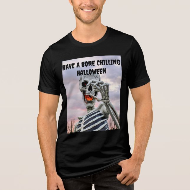 Knochenabkühlung Halloween Tri-Blend Shirt (Vorderseite)