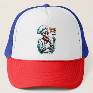 Knochenappetit Halloween-T - Shirt - Skeletton Koc Truckerkappe