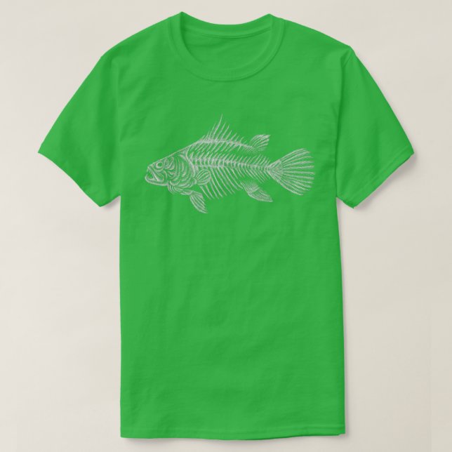 Knochenfisch Skelett Fischknochen T-Shirt (Design vorne)
