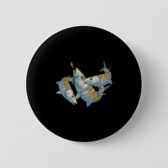 Knochenfischjagd Ein Salz Wasser Fliegenfischen &a Button (Vorderseite)