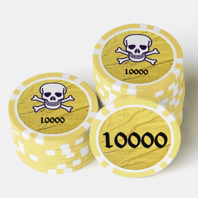 Knochengelb 10000 gestreifter Poker-Chip Pokerchips (Stapel)