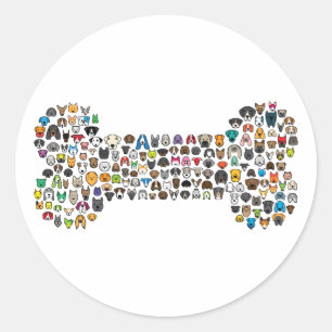 KNOCHENHUNDE Cartoon Runder Aufkleber