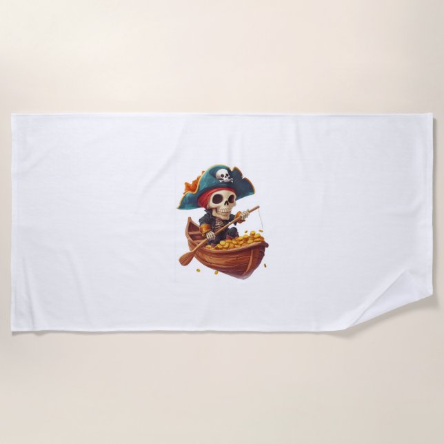 Knochenkaniner - Funny Pirate Skull Strandtuch (Vorderseite)