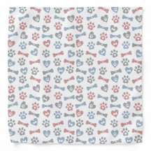 Knochenknochen Paws und Herz blaurosa graues Muste