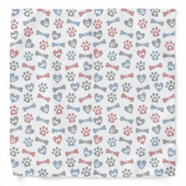 Knochenknochen Paws und Herz blaurosa graues Muste Halstuch