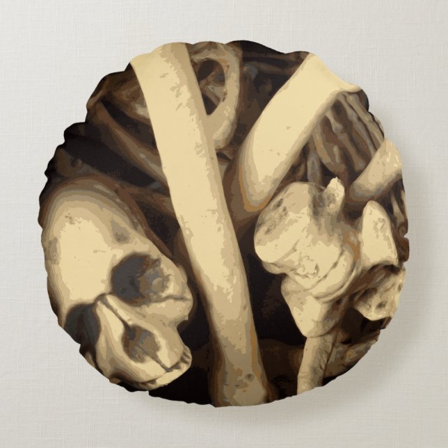 Knochenstall. Rundes Kissen (Vorderseite)