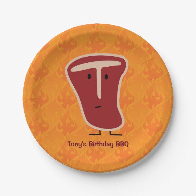 Knochensteak-Fleischprotein grillte Pappteller (Vorderseite)