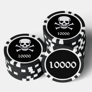 Knochenstück schwarz 10000 gestreifter Poker-Chip Pokerchips