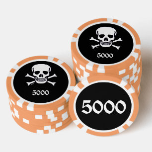 Knochenstück schwarz-orange 5000 gestreifter Poker Pokerchips