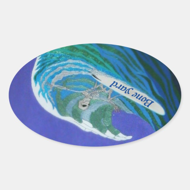 Knochensurfer Ovaler Aufkleber (Vorderseite)