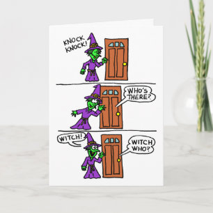 Knock Halloween Cartoon Hexenkind Gruß Karte