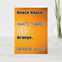Knock Knock, der dort ist Orange Geburtstagskarte