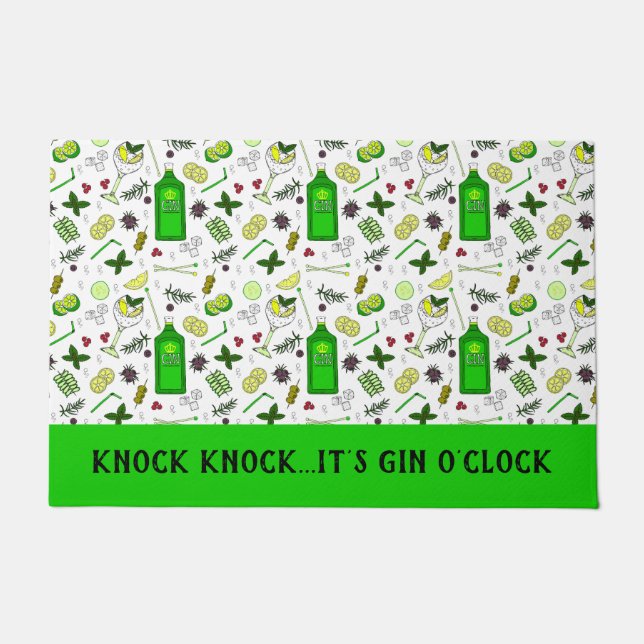 Knock Knock It's Gin Clock Funny Gin Drinker Fußmatte (Vorderseite)