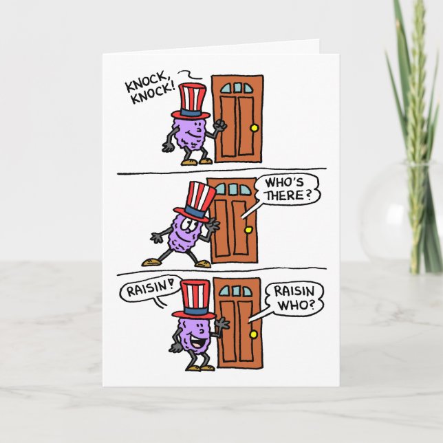 Knock Knock Raisin Flag Veterans Day Karte (Vorderseite)