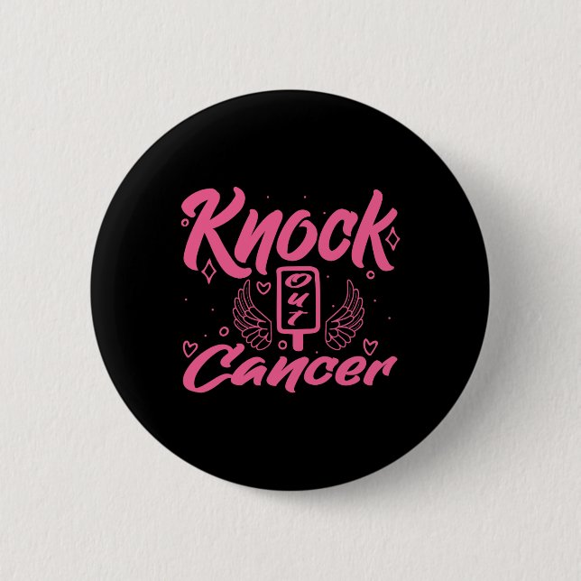 Knock out Cancer Brustkrebs Button (Vorderseite)