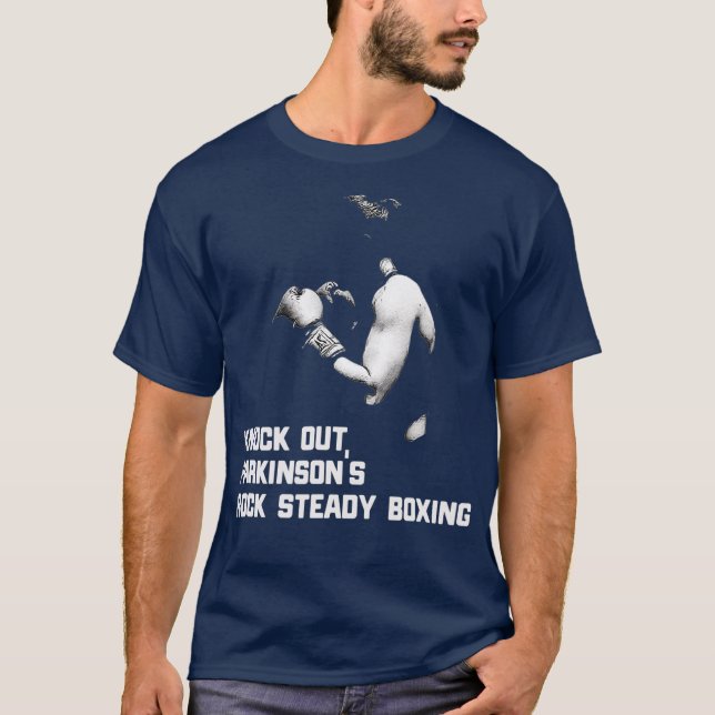 Knock Out Parkinsons Rock Steady Boxing Geschenk T-Shirt (Vorderseite)