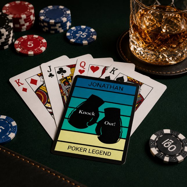 Knock Out Poker Legend Boxing Handschuhe Monogram  Spielkarten (Personalize with the Poker Legend's name.  Change 'Poker Legend' to something else if you wish.)
