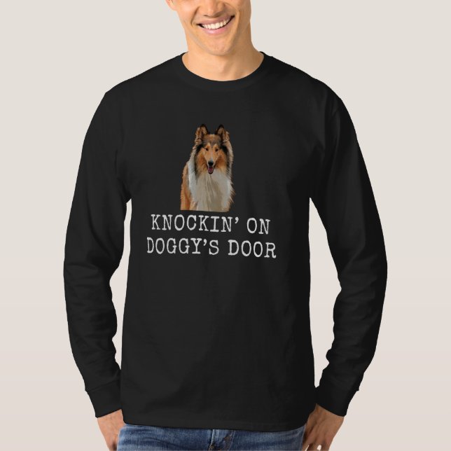 Knockinu2019 on Doggyu2019S Door Funny Dog Vater u T-Shirt (Vorderseite)