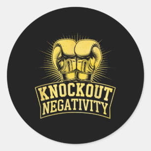 Knockout Negativity Boxer Sportstärken Gym Athl Runder Aufkleber