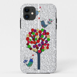 Knopf-Baum und Vögel blau Case-Mate iPhone Hülle