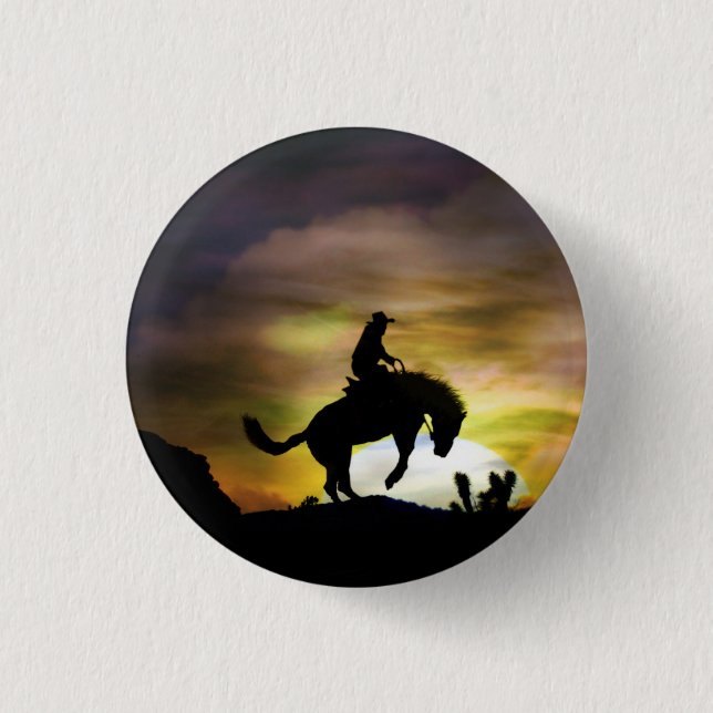 Knopf Cowboy und Bucking Horse Button (Vorderseite)