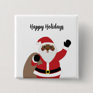 Knopf des afroamerikanischen Santa Claus Square Button