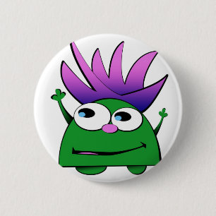 Knopf Flair, süßer kleiner grüner Monster-Cartoon Button