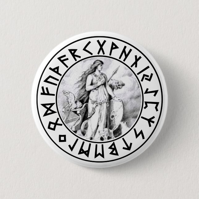 Knopf Freya Rune-Schild Button (Vorderseite)