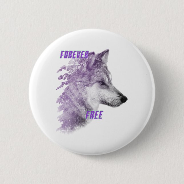Knopf für den freien Violettwolf Button (Vorderseite)