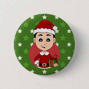 Knopf für den Weihnachtsjungen Cartoon Button