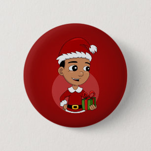 Knopf für den Weihnachtsjungen Cartoon Button