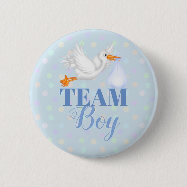 Knopf für die individuelle Storchteam-Babydusche Button (Vorderseite)