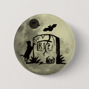 Knopf für die spielende Schwarze Katze Button