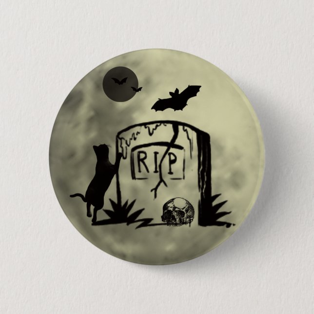 Knopf für die spielende Schwarze Katze Button (Vorderseite)