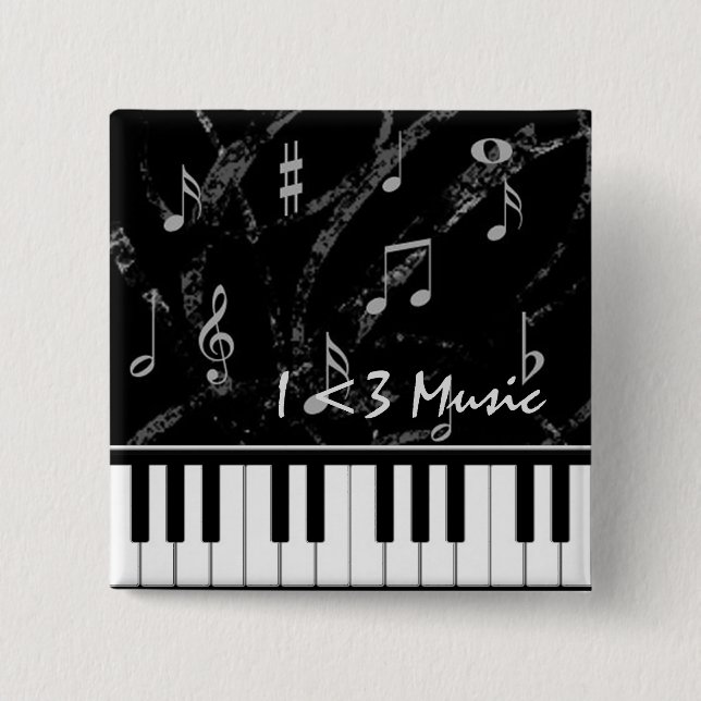 Knopf für Schwarz-Weiß-Piano-Musik Button (Vorderseite)