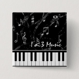 Knopf für Schwarz-Weiß-Piano-Musik Button