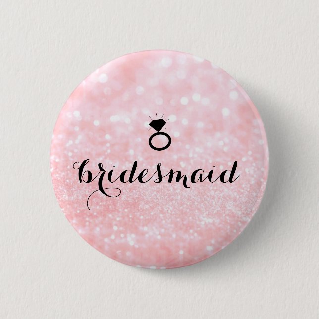 Knopf - Glitzer-Ring Bling Rosa Button (Vorderseite)