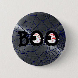 Knopf Graue und schwarze Halloween Boo Eyeballs Button