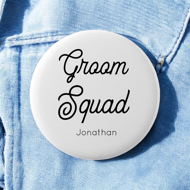 Knopf Groom Squad Schwarz-weiß Button (Von Creator hochgeladen)