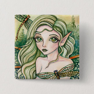 Knopf - grüne Libelle Button