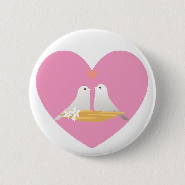 Knopf-Herz Liebe-Tauben Button (Vorderseite)
