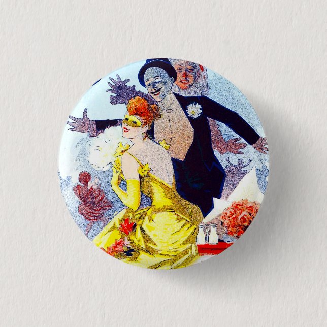 Knopf Jules Cheret Carnaval Button (Vorderseite)