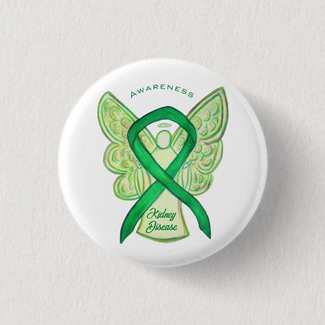 Knopf "Kidney Disease Awareness Ribbon Angel" Button (Vorderseite)