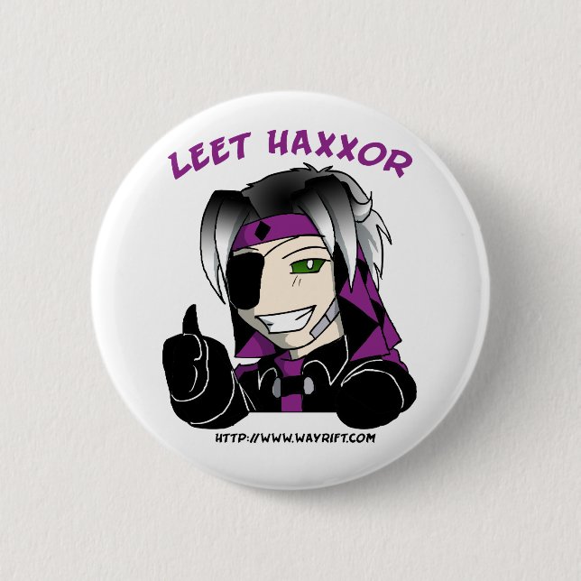 Knopf Kip "Leet Haxxor" Button (Vorderseite)
