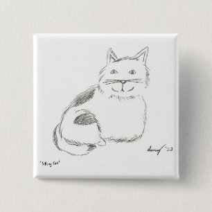 Knopf "Kitty Sketch" - Platz Button