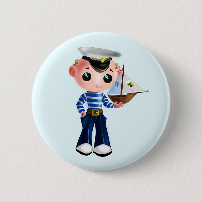 Knopf "Kleiner Sailor Junge" - Farbe - Text Button (Vorderseite)